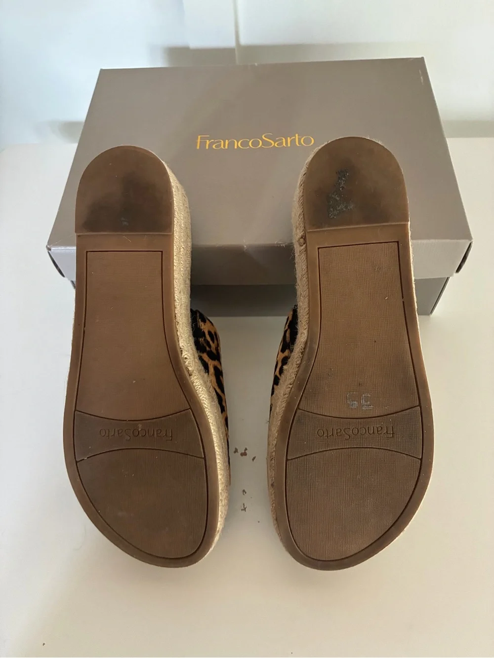 Franco Sarto Leopard Print Espadrille Slide Sandals - Camel